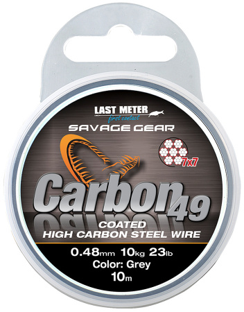   Savage Gear Carbon49 Steelwire 10m 0.48mm 11kg 24Lbs Coated Grey (148799) 1854.15.17