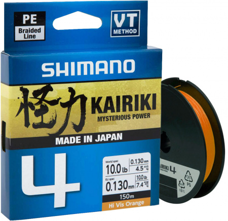  Shimano Kairiki 4 PE (Hi-Vis Orange) 150m 0.13mm 7.4kg (171100) 2266.46.12